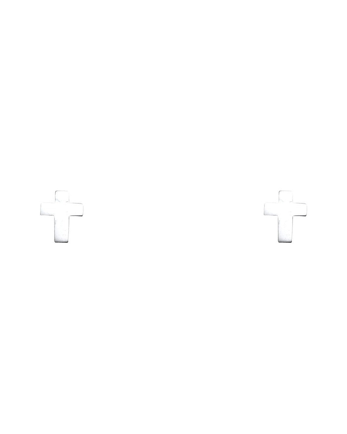 14K White Gold Cross Stud Earrings with Screw Back (ST-0765)