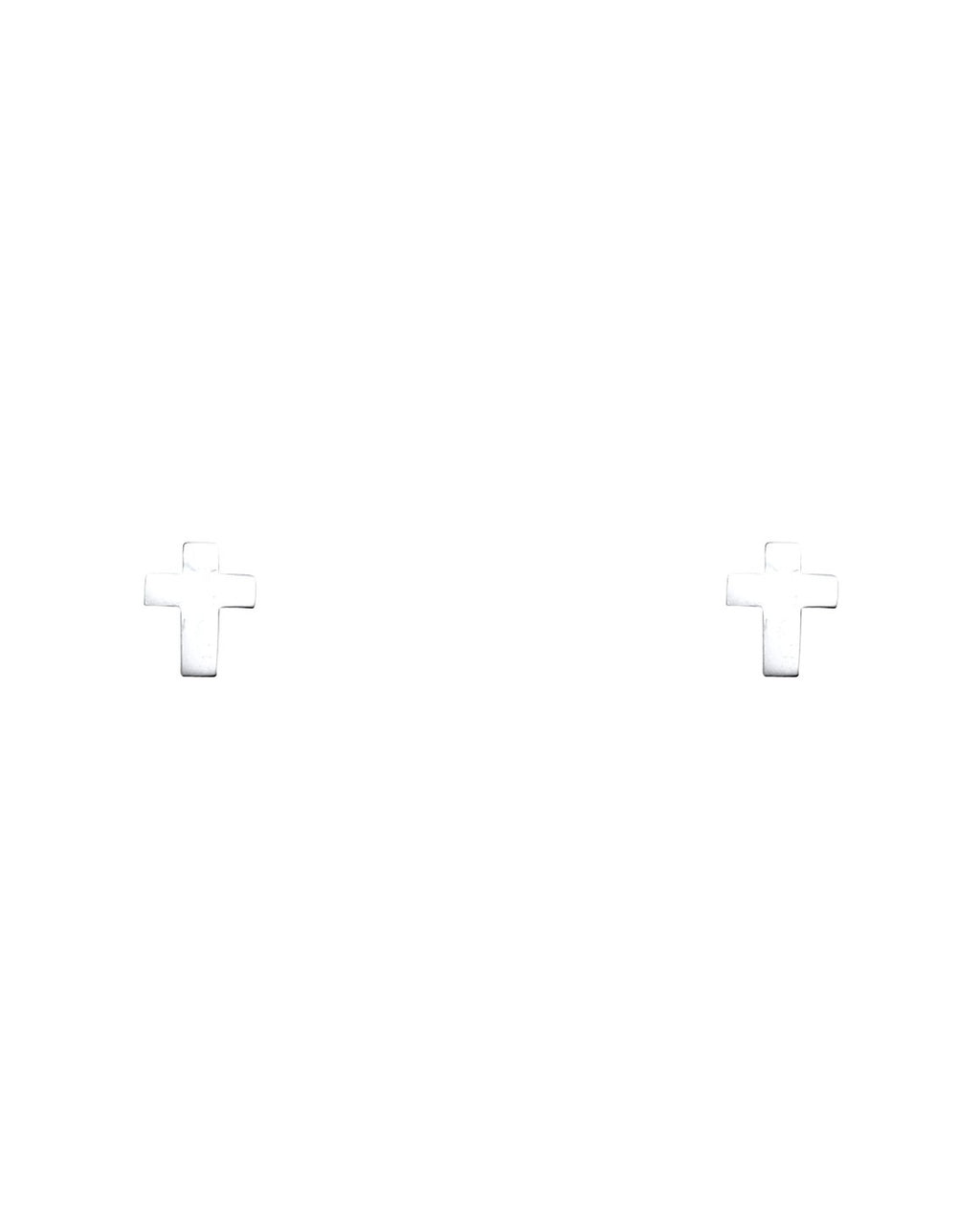 14K White Gold Cross Stud Earrings with Screw Back (ST-0765)