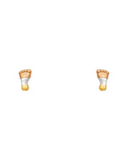 14K Tri-Color Gold 3C Foot Stud Earrings with Screw Back (ST-0770)