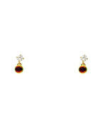 14K Yellow Gold Rainbow CZ Dangle Stud Earrings with Screw Back (ST-0772)