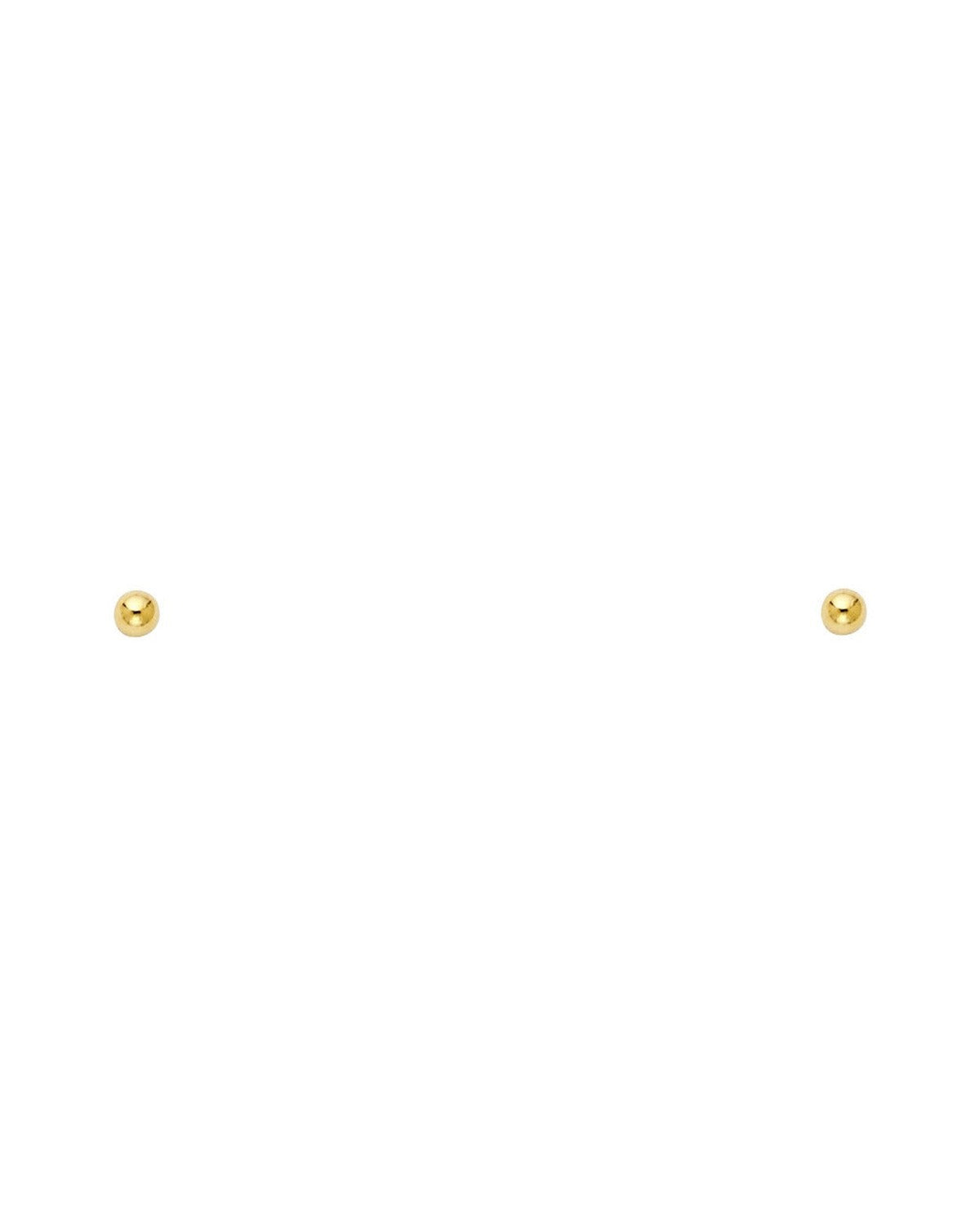 14K Yellow Gold 2mm Post Ball Earrings with Push Back (ST-0773)