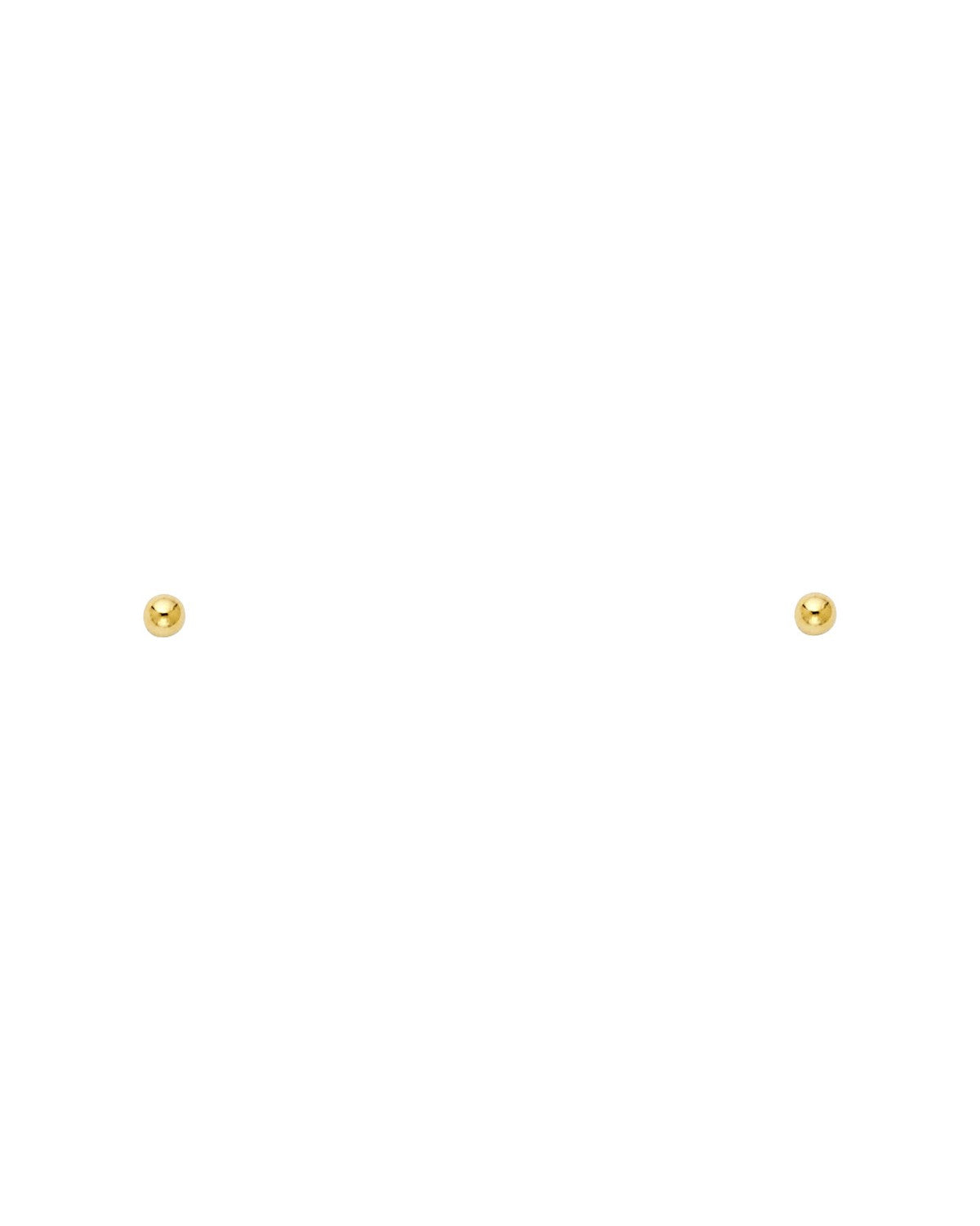 14K Yellow Gold 2mm Post Ball Earrings with Push Back (ST-0773)