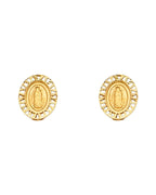 14K Yellow Gold Oval Guadlupe Earrings with Screw Back (ST-0781)