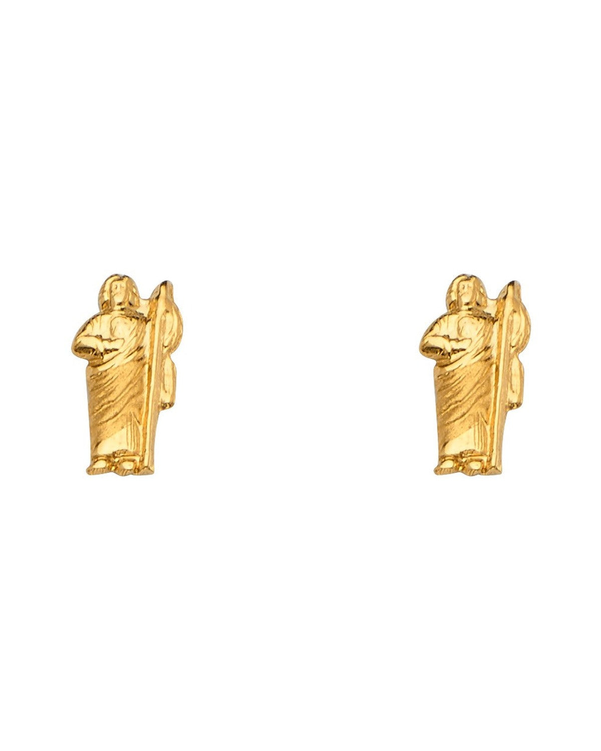 14K Yellow Gold San Judas Earrings with Screw Back (ST-0785)
