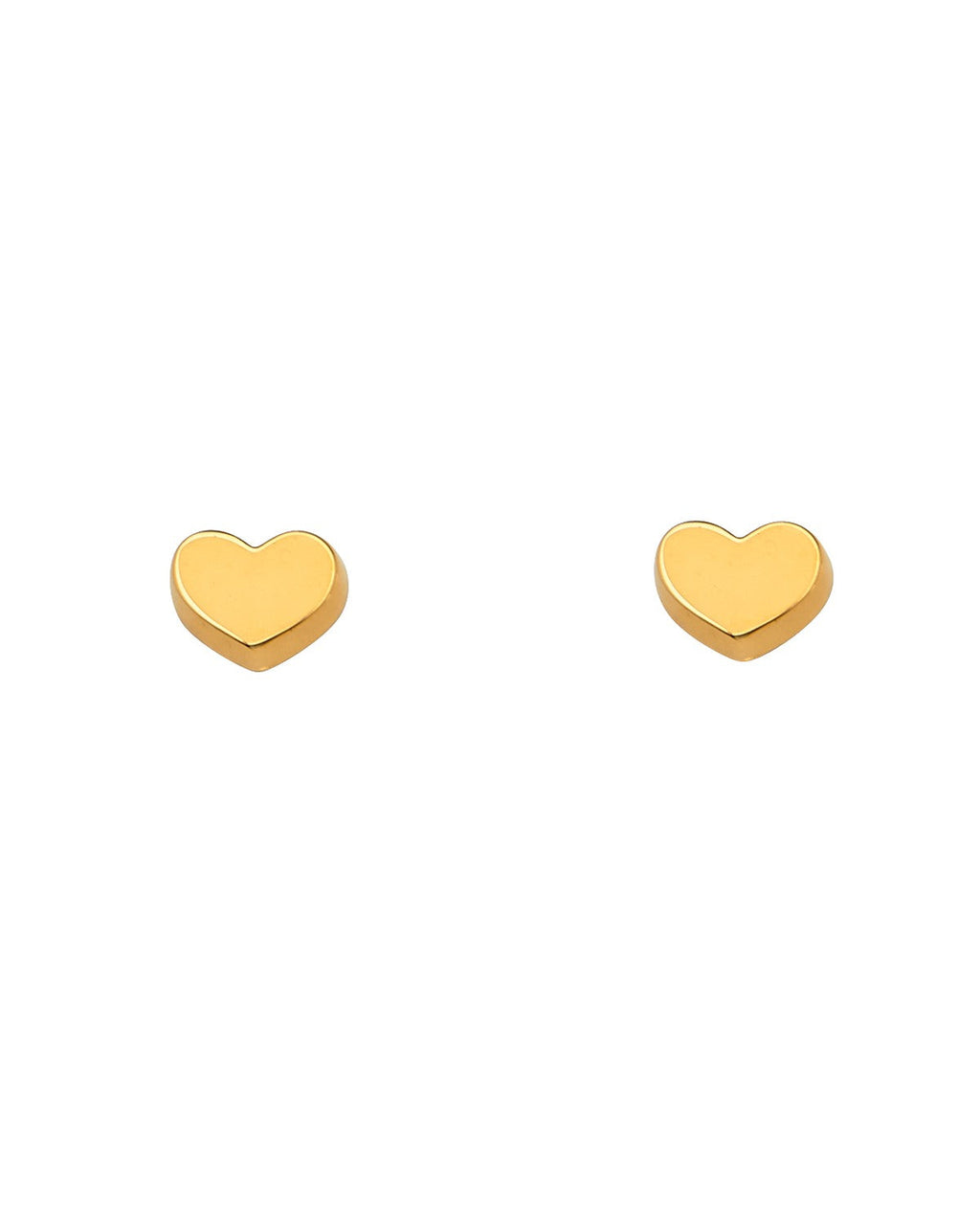 14K Yellow Gold Plain Heart Earrings with Screw Back (ST-0787)