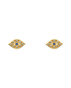 14K Yellow Gold CZ Evil Eye Earrings with Screw Back (ST-0796)