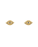 14K Yellow Gold CZ Evil Eye Earrings with Screw Back (ST-0796)
