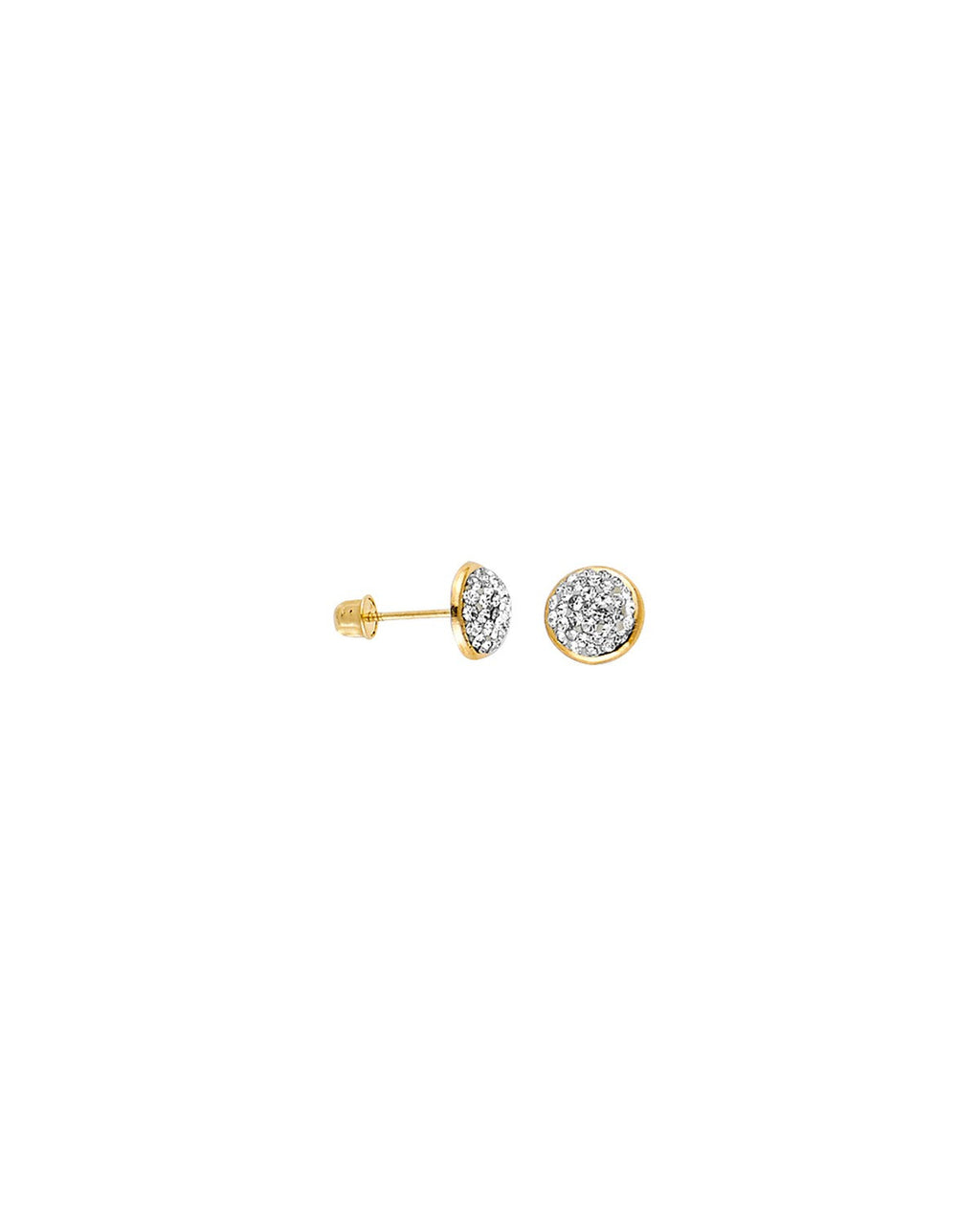 14K Yellow Gold CZ Round Button Earrings with Screw Back (ST-0797)