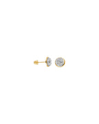 14K Yellow Gold CZ Round Button Earrings with Screw Back (ST-0797)