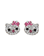 14K Yellow Gold CZ Cat Face Earrings with Screw Back (ST-0799)