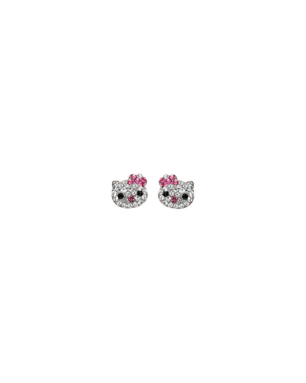 14K Yellow Gold CZ Cat Face Earrings with Screw Back (ST-0799)