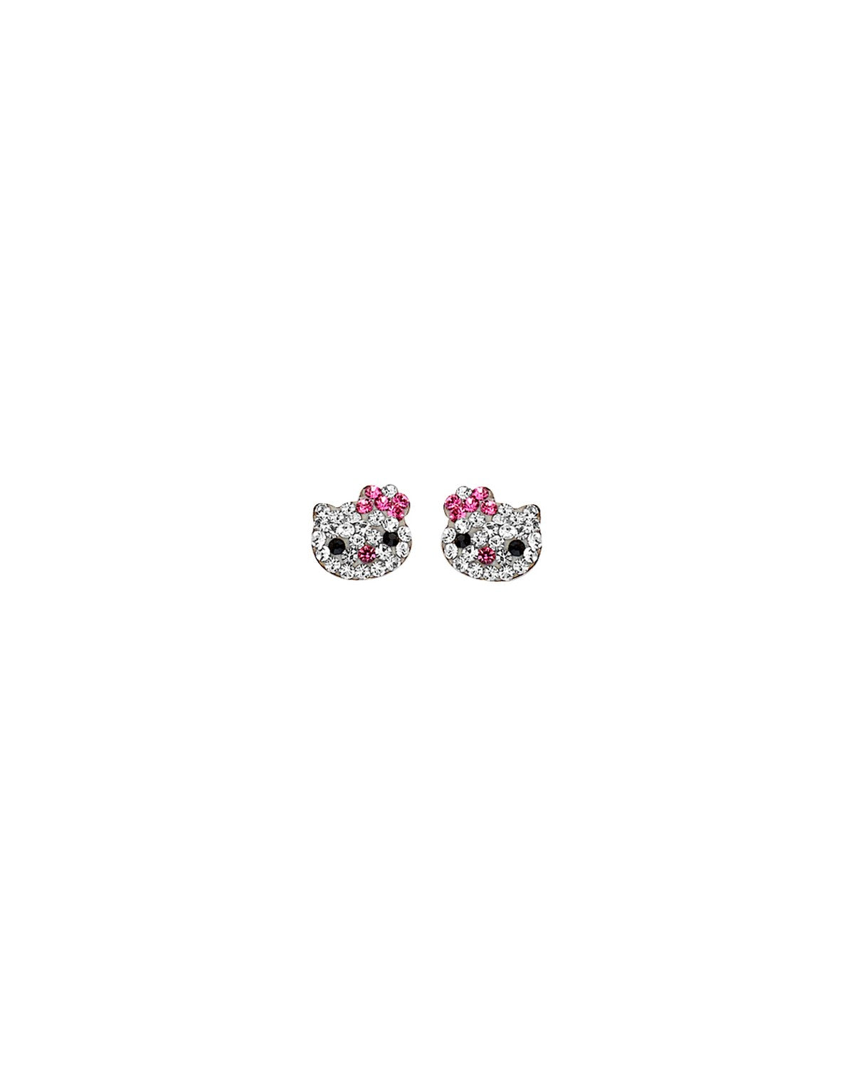 14K Yellow Gold CZ Cat Face Earrings with Screw Back (ST-0799)