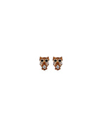14K Yellow Gold CZ Owl Earrings with Screw Back (ST-0800)