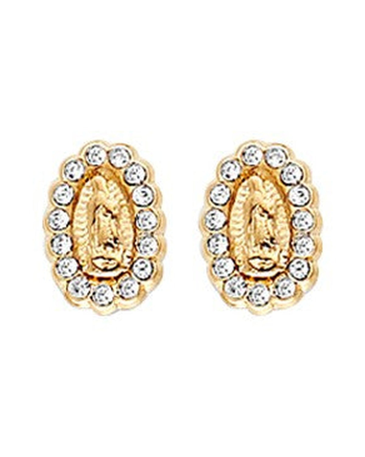 14K Yellow Gold CZ Guadlupe Earrings with Screw Back (ST-0801)