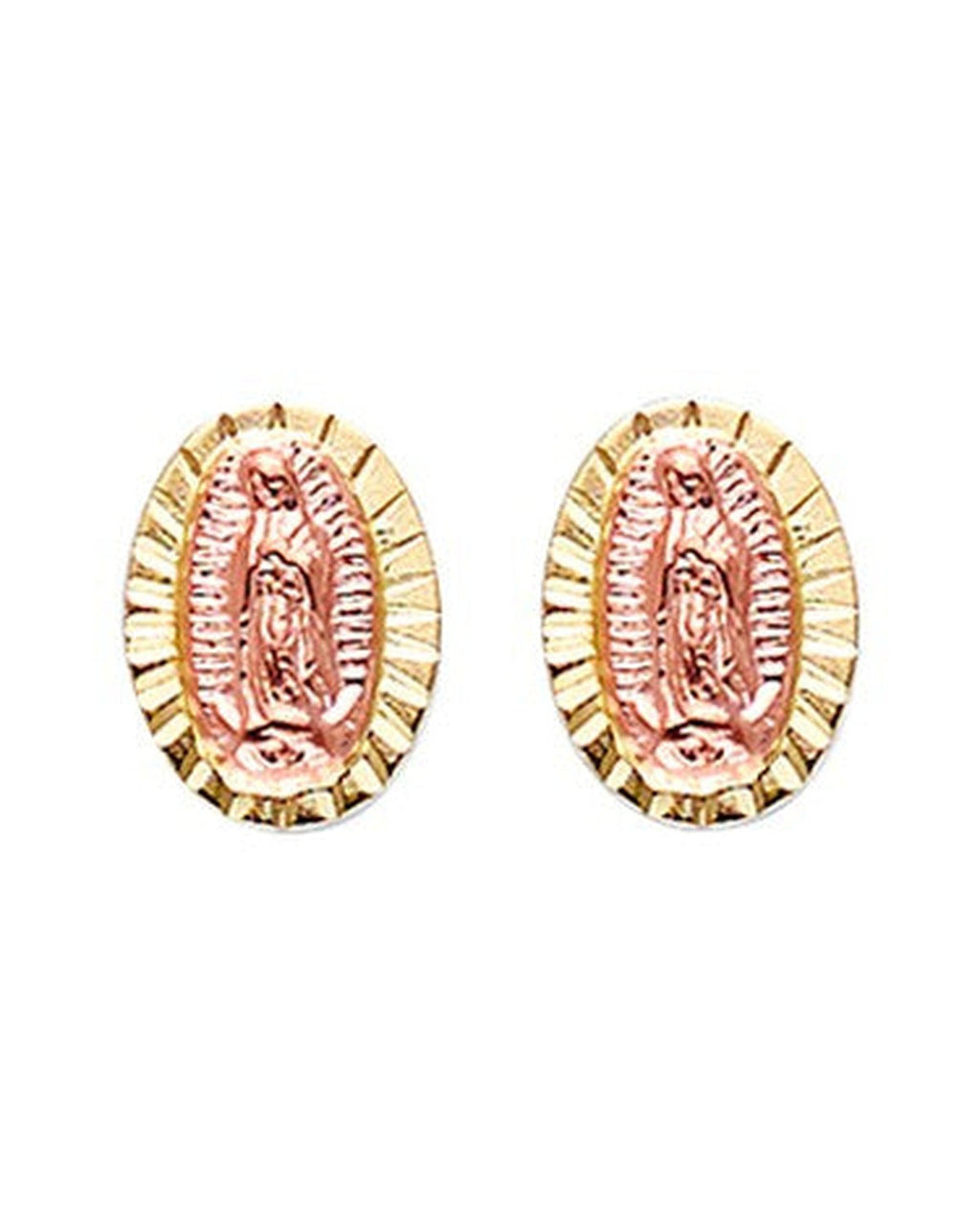 14K Yellow Gold CZ 2T Guadlupe Earrings with Screw Back (ST-0802)