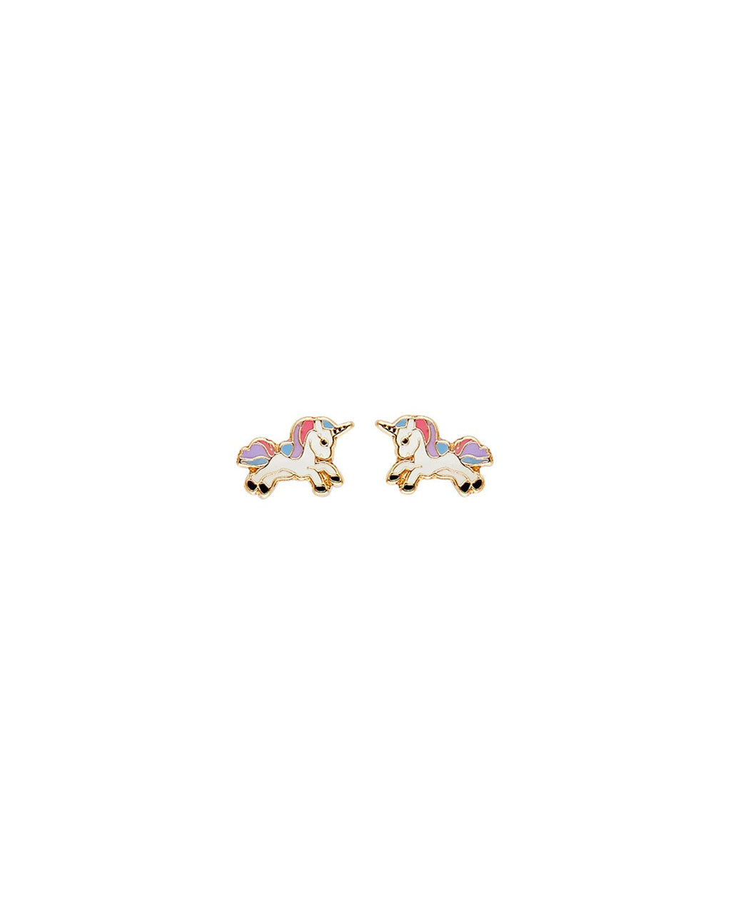 14K Yellow Gold Enamel Unicon Earrings with Screw Back (ST-0807)