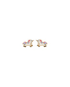 14K Yellow Gold Enamel Unicon Earrings with Screw Back (ST-0807)