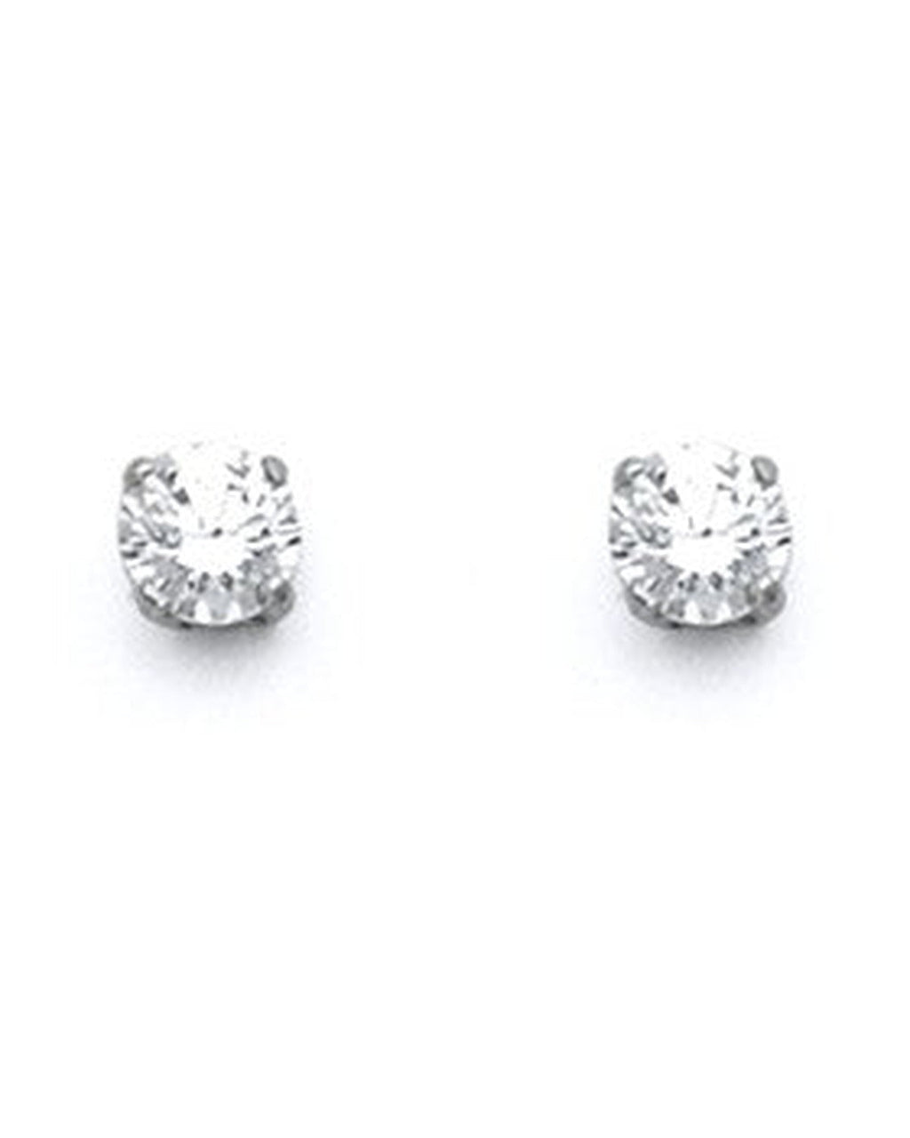 14K White Gold Round 2mm Stud Earrings with Screw Back (ST-0812)
