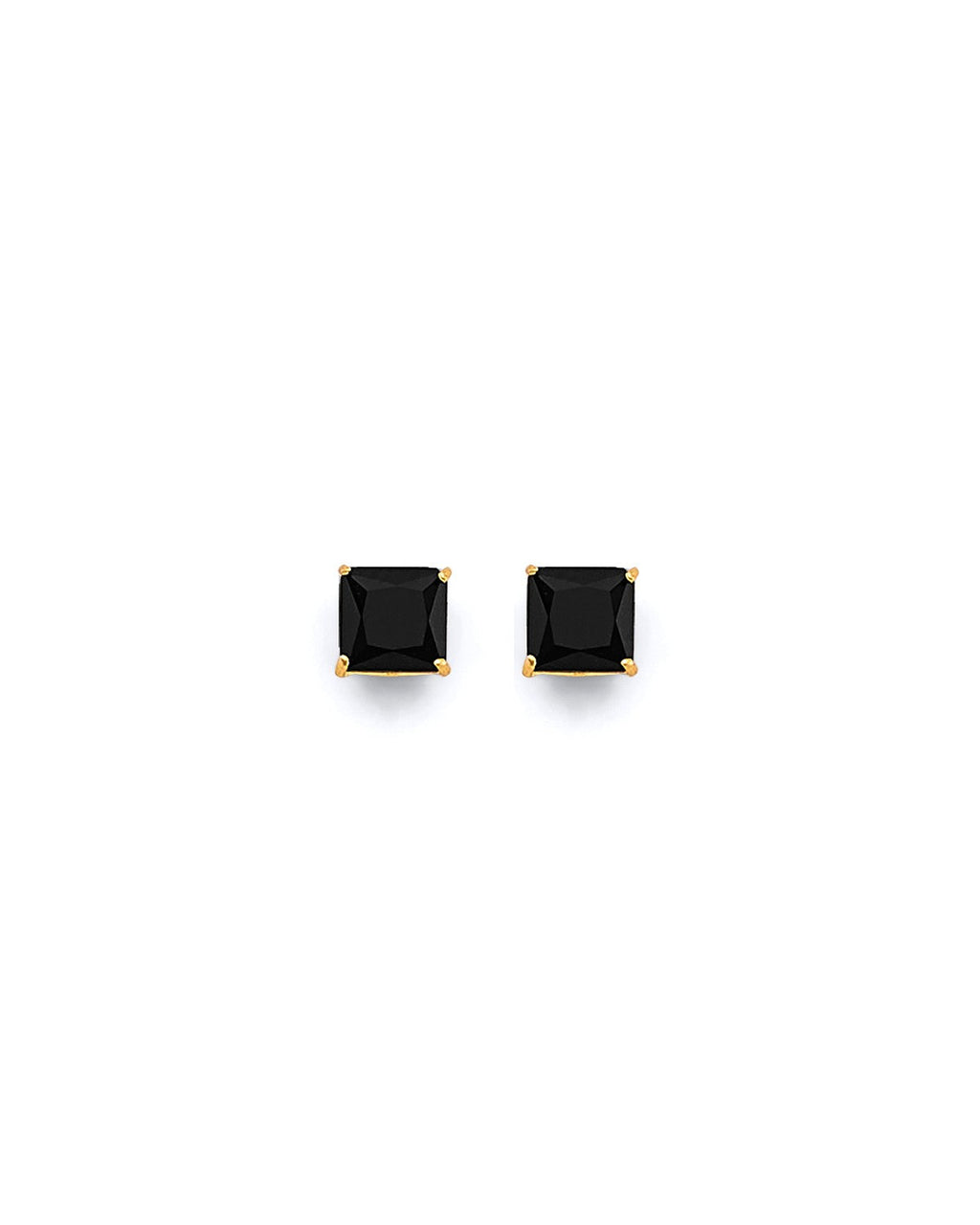 14K Yellow Gold Square 5mm Black CZ Stud Earrings with Screw Back (ST-0821)