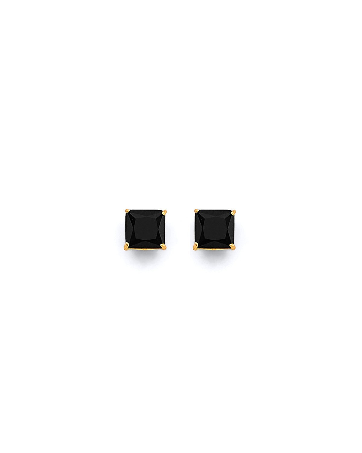 14K Yellow Gold Square 5mm Black CZ Stud Earrings with Screw Back (ST-0821)