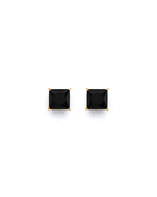 14K Yellow Gold Square 6mm Black CZ Stud Earrings with Screw Back (ST-0822)