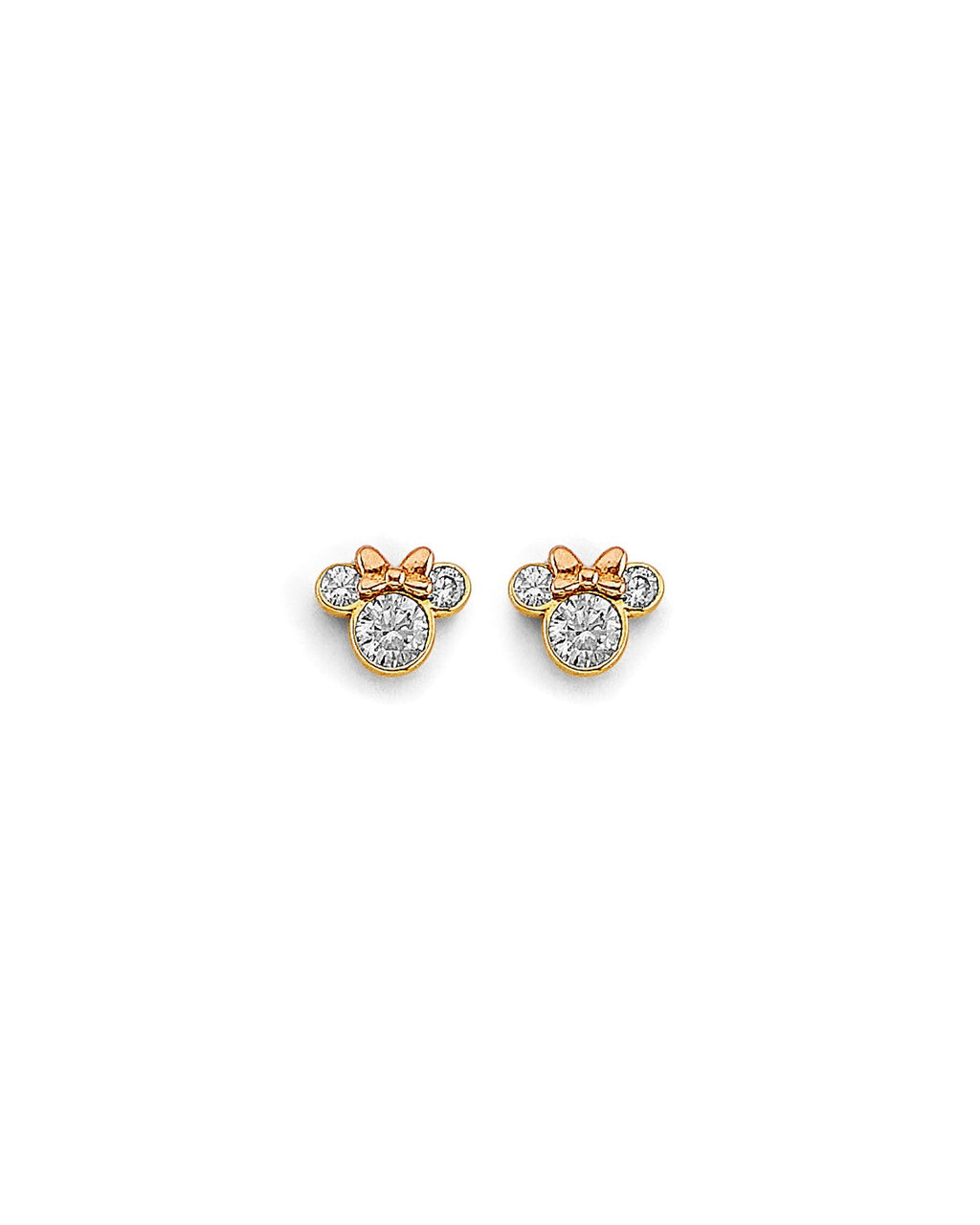 14K Two-Tone Gold 2T Mouse CZ Stud Earrings with Screw Back (ST-0826)