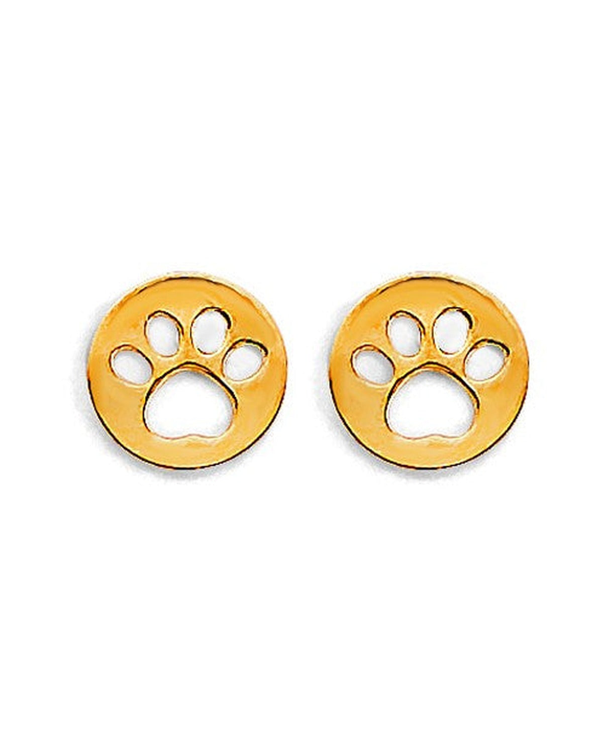 14K Yellow Gold Paw Stud Earrings with Screw Back (ST-0830)