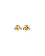 14K Yellow Gold Bee CZ Stud Earrings with Screw Back (ST-0835)