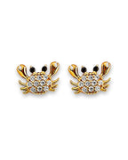 14K Yellow Gold Crab CZ Stud Earrings with Screw Back (ST-0837)