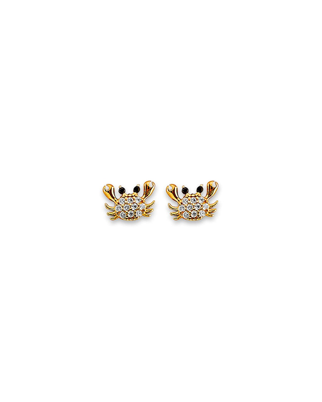 14K Yellow Gold Crab CZ Stud Earrings with Screw Back (ST-0837)