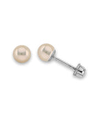 14K White Gold 4mm Pearl Stud Earrings with Screw Back (ST-0843)