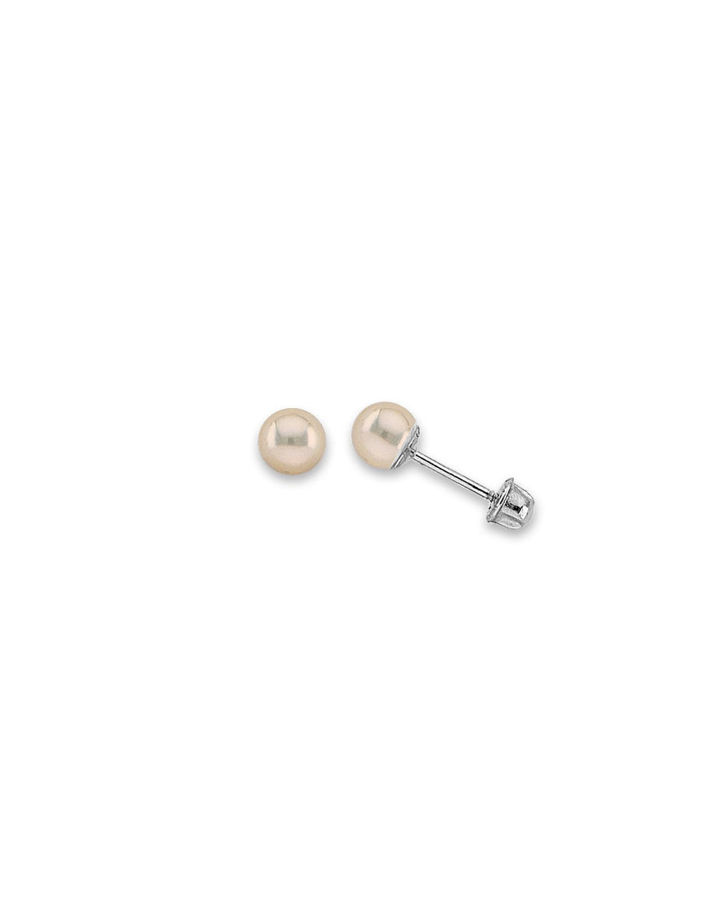 14K White Gold 4mm Pearl Stud Earrings with Screw Back (ST-0843)