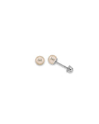 14K White Gold 4mm Pearl Stud Earrings with Screw Back (ST-0843)