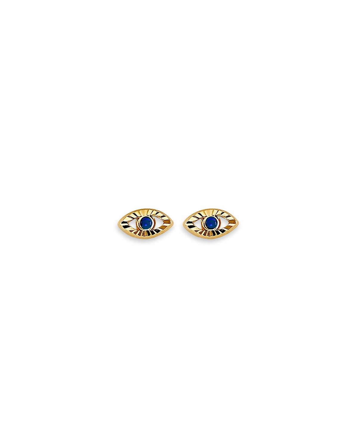 14K Yellow Gold Evil Eye Stud Earrings with Screw Back (ST-0852)