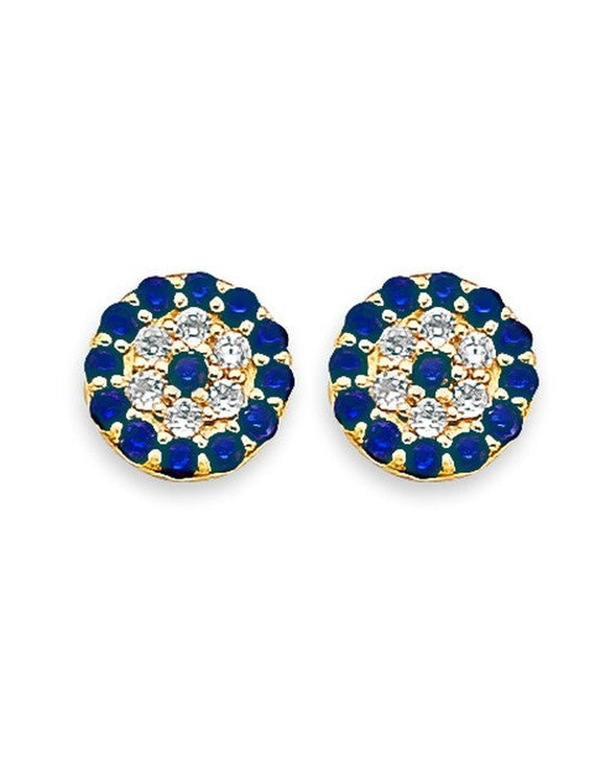 14K Yellow Gold Evil Eye Stud Earrings with Screw Back (ST-0853)