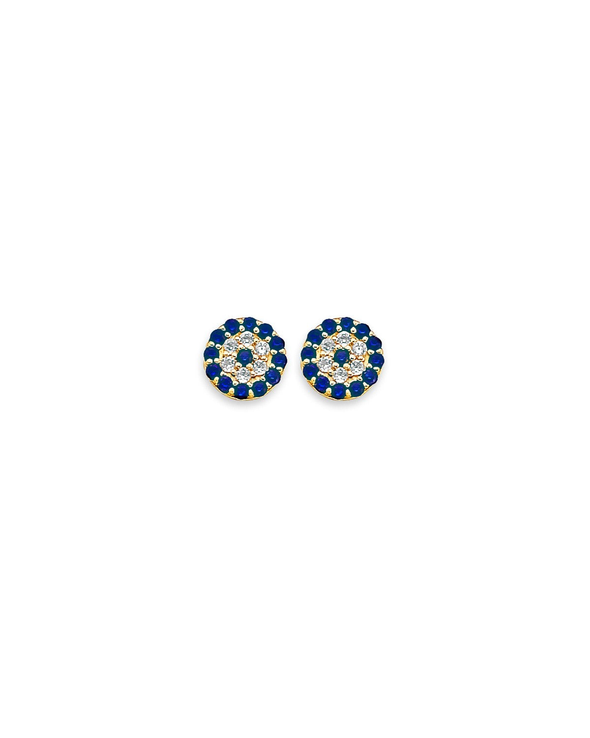 14K Yellow Gold Evil Eye Stud Earrings with Screw Back (ST-0853)