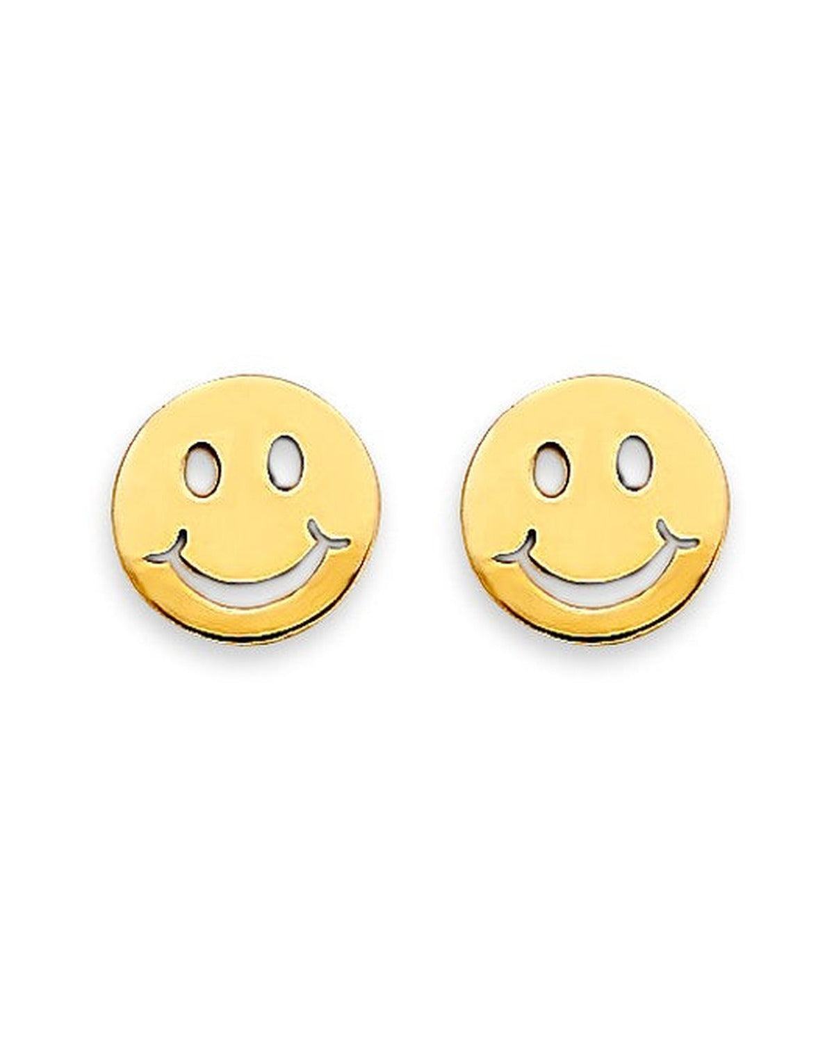 14K Yellow Gold Smiling Emoji Stud Earrings with Screw Back (ST-0855)