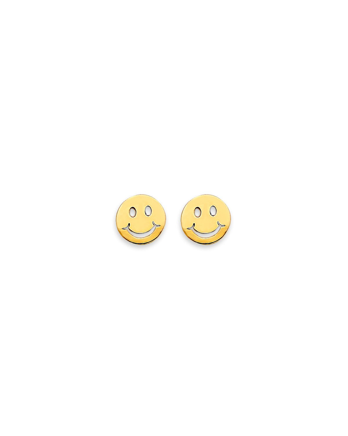 14K Yellow Gold Smiling Emoji Stud Earrings with Screw Back (ST-0855)