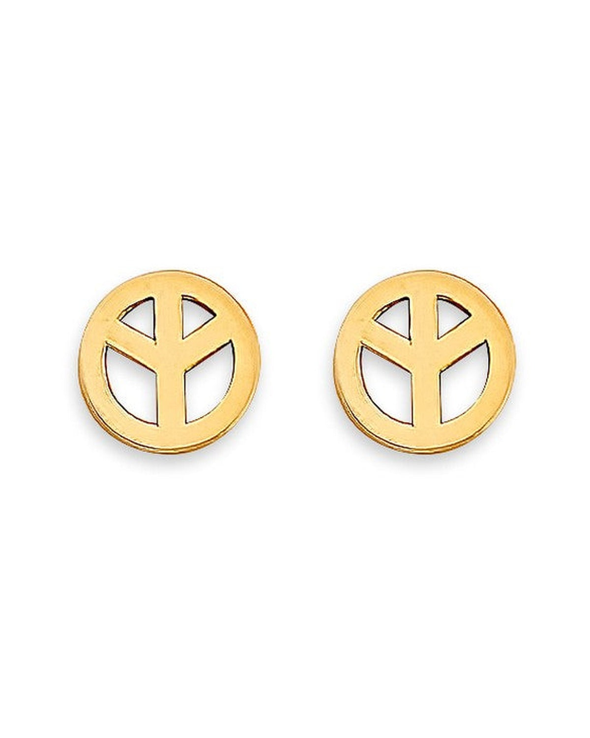14K Yellow Gold Peace Stud Earrings with Screw Back (ST-0856)