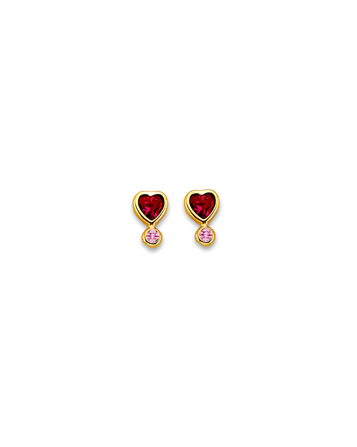 14K Yellow Gold Heart CZ Stud Earrings with Screw Back (ST-0857)