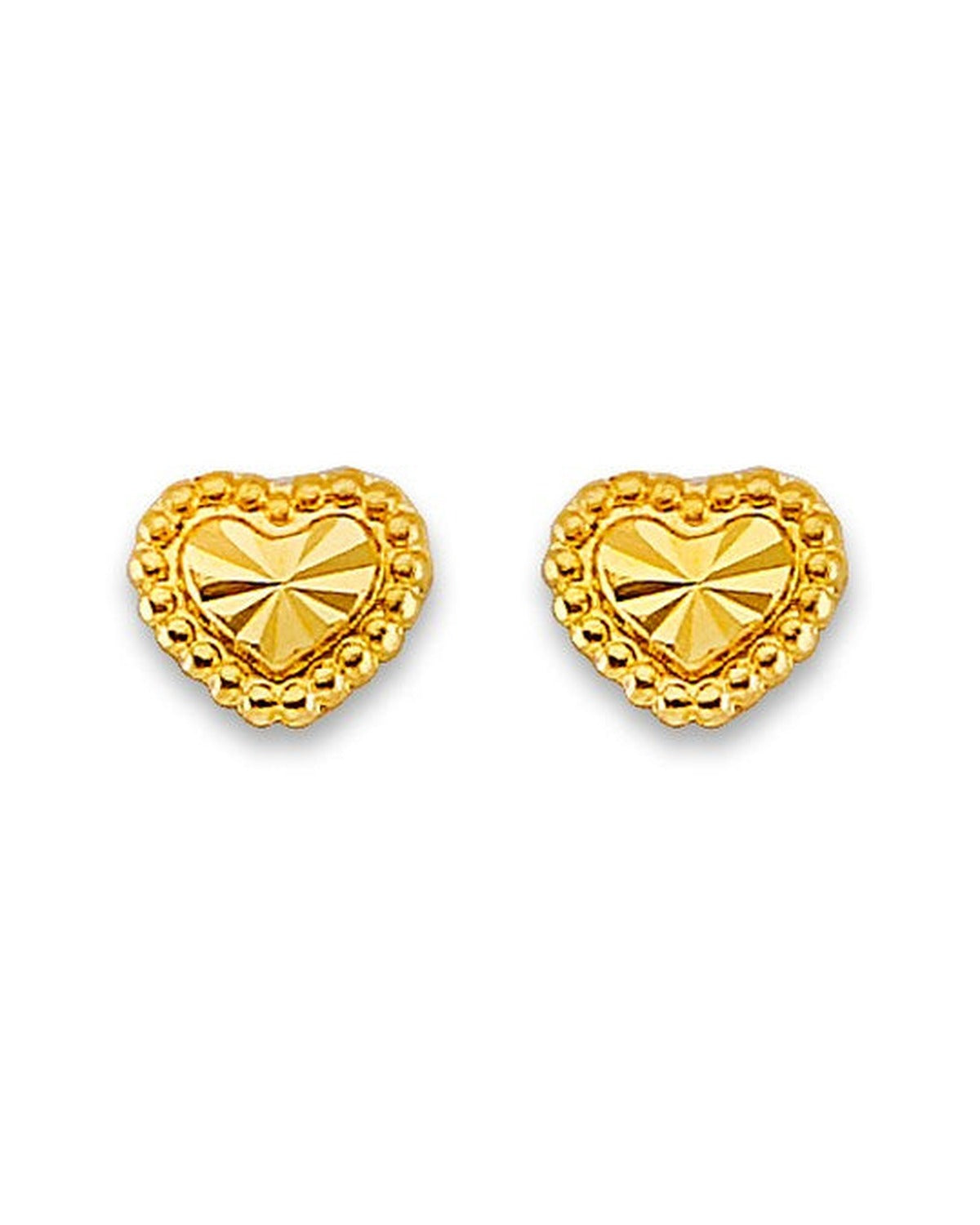 14K Yellow Gold Heart Stud Earrings with Screw Back (ST-0858)