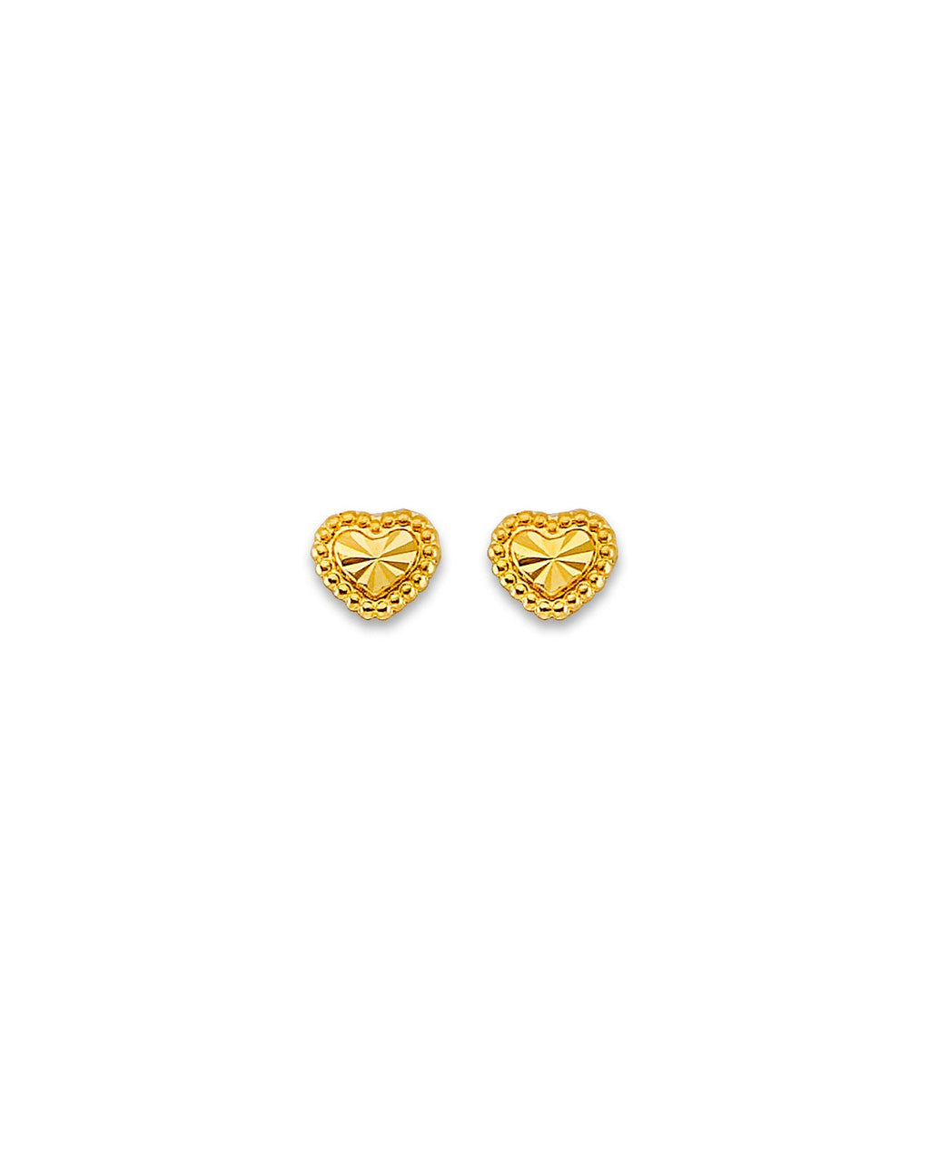 14K Yellow Gold Heart Stud Earrings with Screw Back (ST-0858)