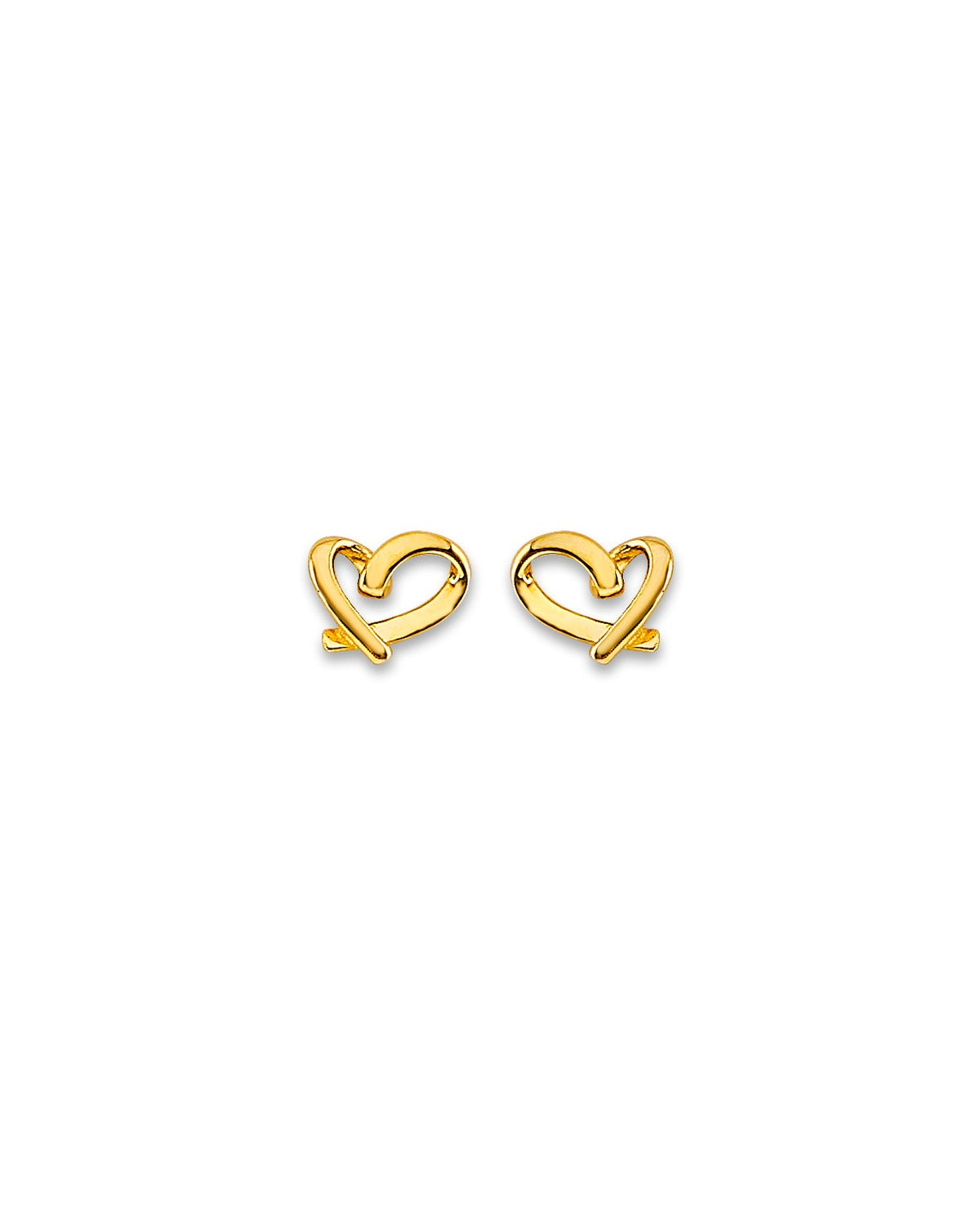 14K Yellow Gold Heart Stud Earrings with Screw Back (ST-0859)