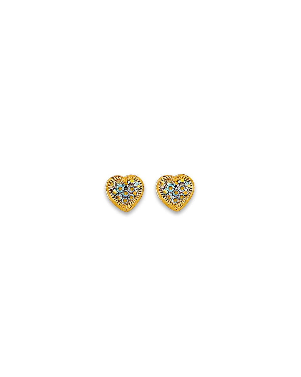 14K Yellow Gold Heart CZ Stud Earring with Screw Back (ST-0860)