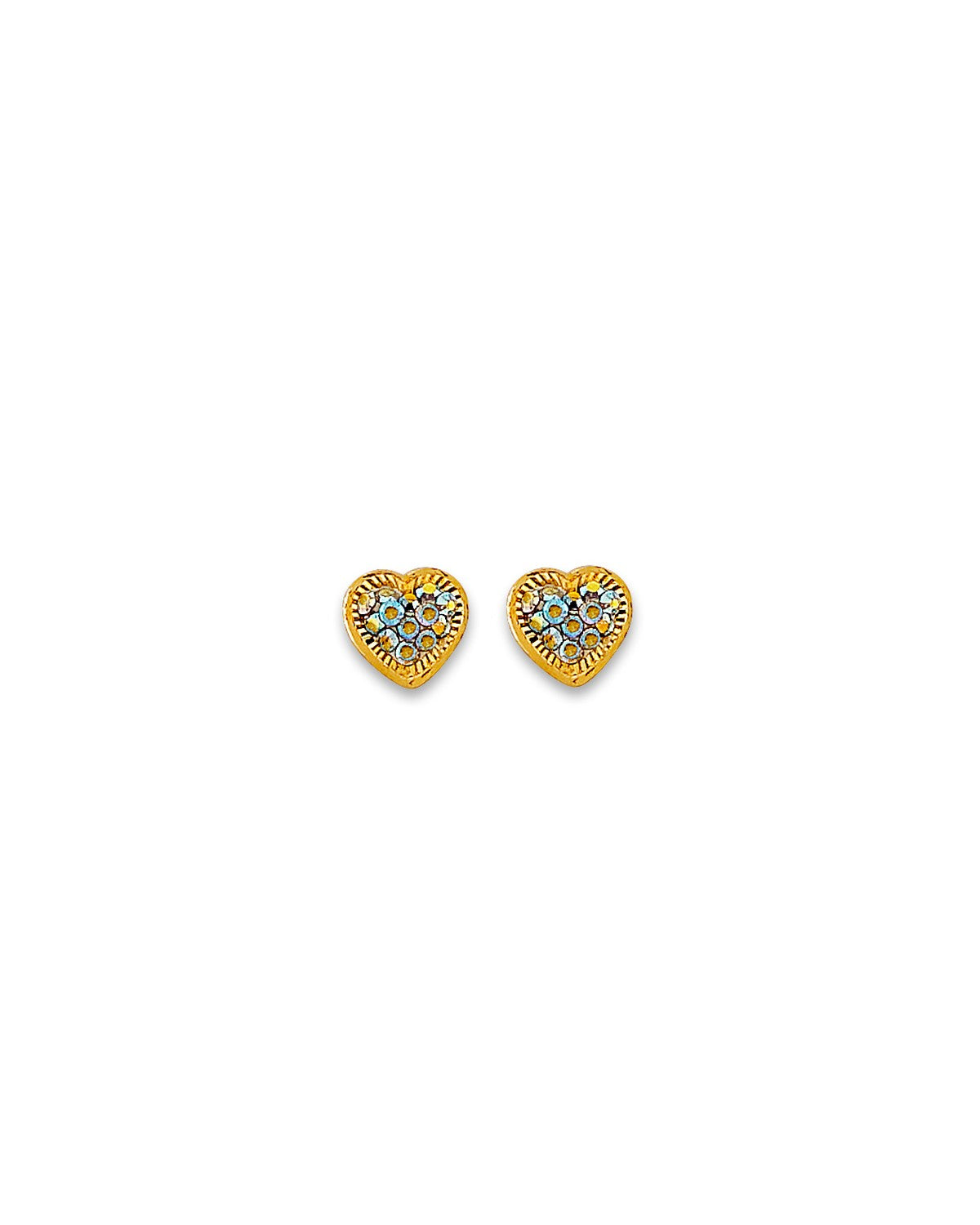14K Yellow Gold Heart CZ Stud Earring with Screw Back (ST-0860)