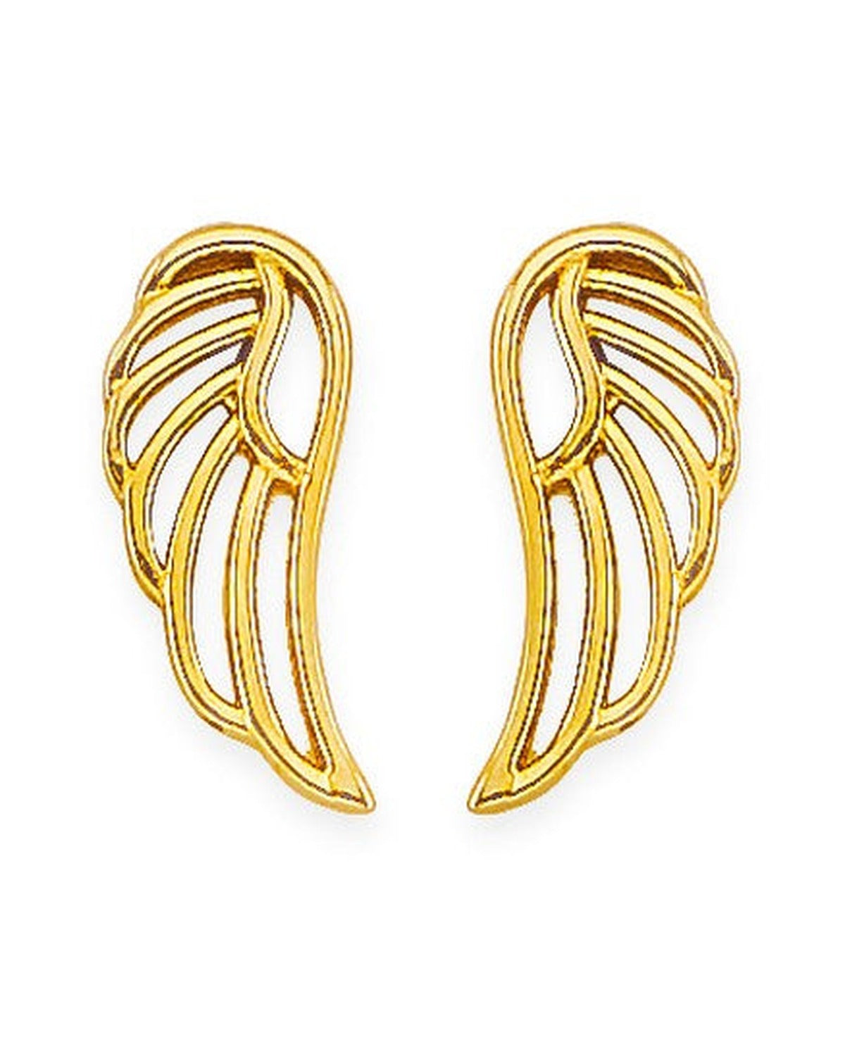 14K Yellow Gold Wing Stud Earrings with Screw Back (ST-0861)