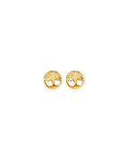 14K Yellow Gold Tree of Life Stud Earrings with Screw Back (ST-0863)