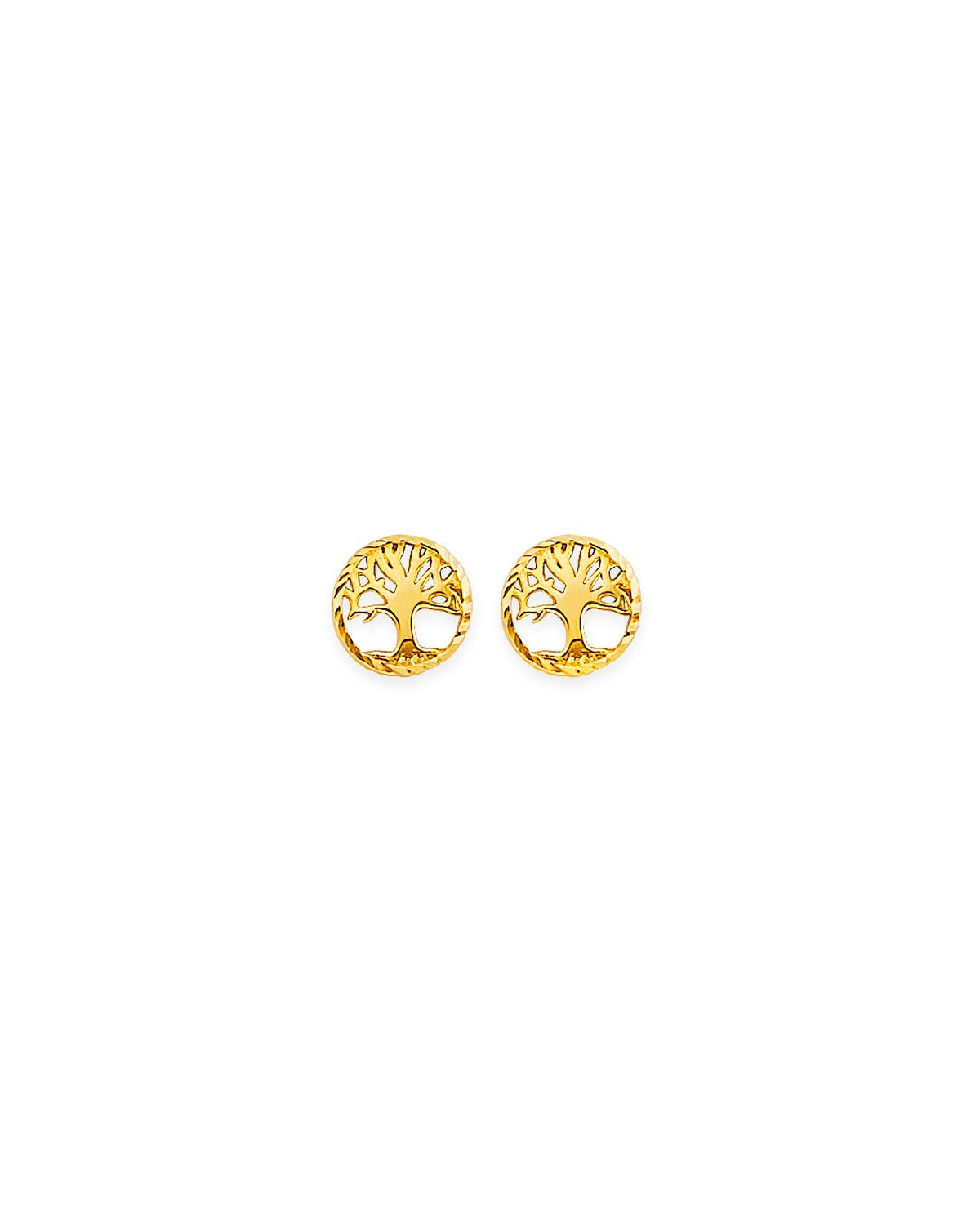 14K Yellow Gold Tree of Life Stud Earrings with Screw Back (ST-0863)