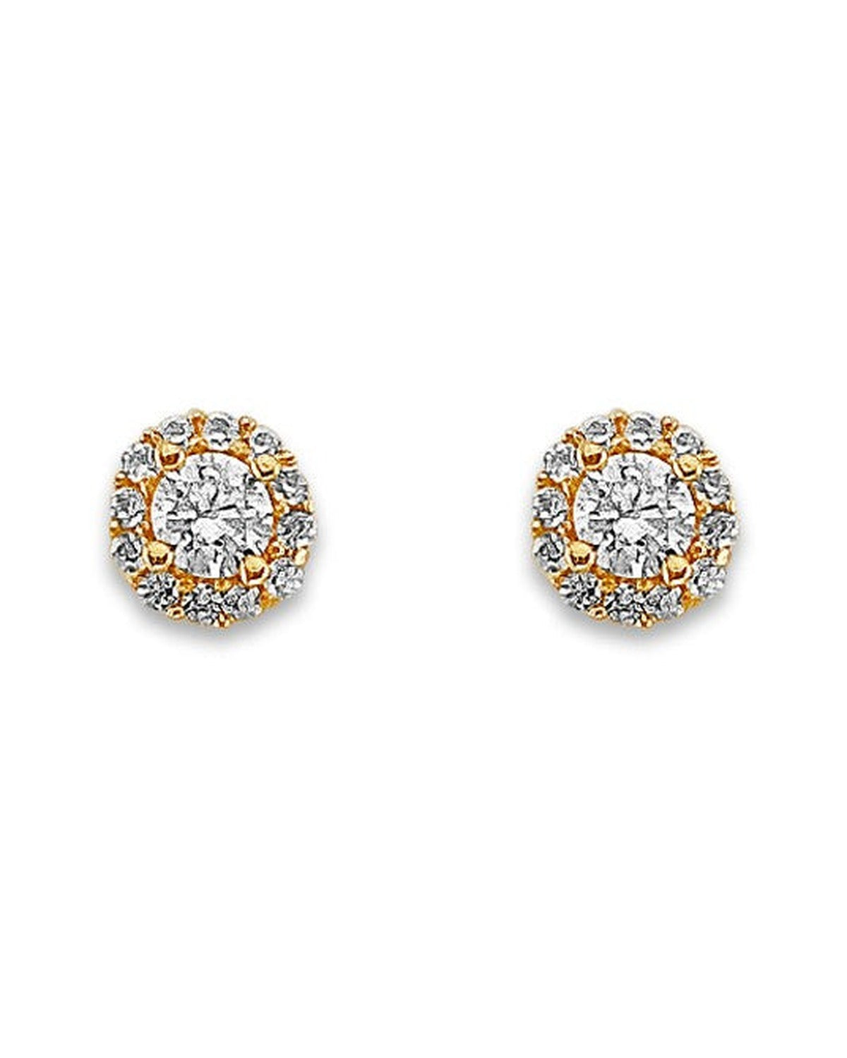14K Yellow Gold Cluster CZ Stud Earrings with Screw Back (ST-0865)