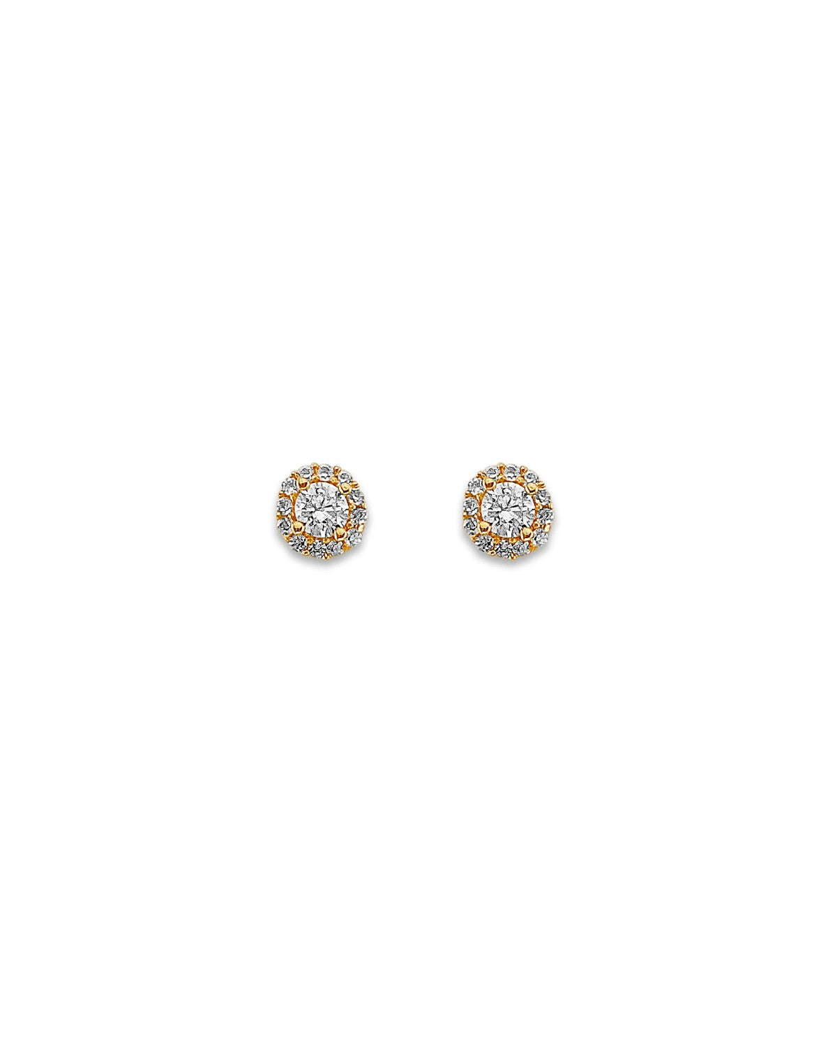 14K Yellow Gold Cluster CZ Stud Earrings with Screw Back (ST-0865)